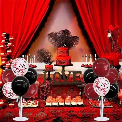 TONIFUL 4 Set Black Wine Red Balloon Stand Balloon Centerpieces for Table - Image 5