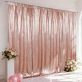 SquarePie 10x10ft Rose Gold Sequin Backdrop, High Density Non-Transparent Glitter Curtain for Photography, Birthday, Wedding Party Decorations, Thick Solid Background with 4" Rod Pocket, 1 Panel by SquarePie