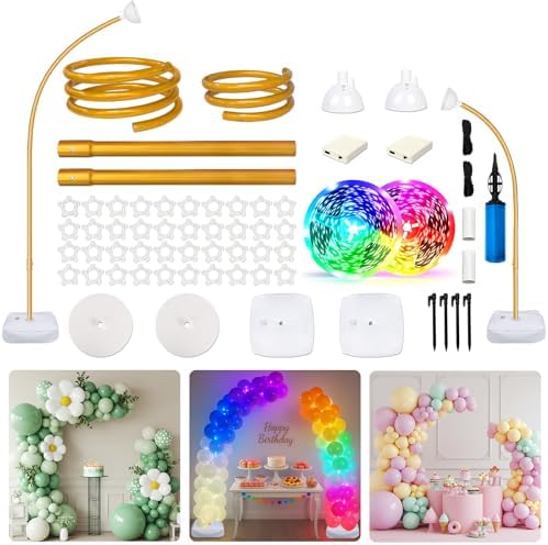 AerWo Balloon Arch Stand, Bendable Balloon Arch Kit with Light Strings by AerWo