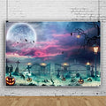 Renaiss 12x10ft Happy Halloween Graveyard Pumpkin Lantern Photography Background - Creepy Ghost Scary Night Cemetery Tombstones Party Decors Zombie Skull Photo Booth Props by Renaiss