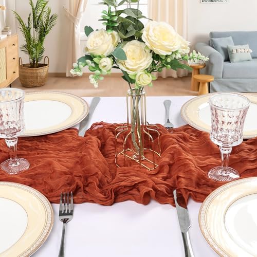 6 Pack 10Ft Terracotta Cheesecloth Table Runner 23 x 120 Inch - Image 4