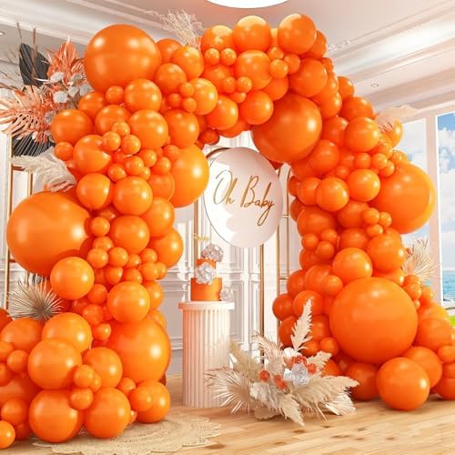 412pcs Orange Balloons 18 12 10 5 Inch Orange Balloon Garland Arch Kit Different Sizes Matte Latex Balloons for Baby Shower Christmas Birthday Festival Happy Fall-Themed Parties Party Decoration by PAXILE