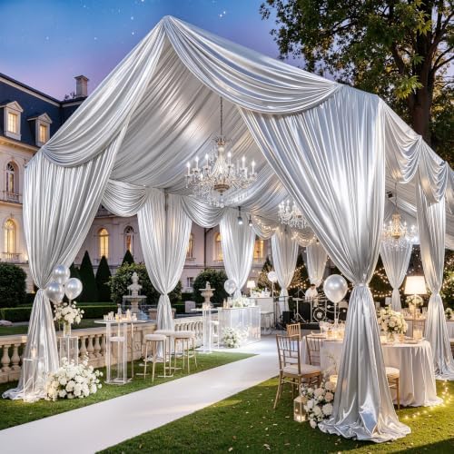 50ftx40ft Silver Ceiling Curtain for Wedding Parties by PartyVillage