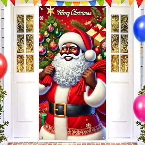 BlissYard Door Cover Santa Winter Wonderland 35x71 Inch Polyester - Image 2