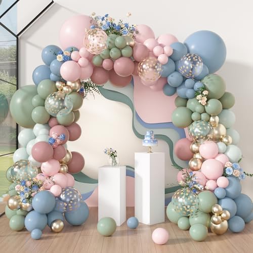 Amandir 173Pcs Pink Blue Green Balloon Arch Garland Kit by Amandir