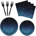 96 Pcs Galaxy Party Starry Night Supplies Tableware Set Outer Space Theme Birthday Star Party Table Decorations Solar System Paper Plates Napkins Forks for 24 Guests by partygreeting