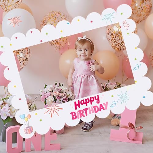 Beeveer 32 x 24 in Large Photo Booth Frame Props,White Scalloped Horizontal - Image 6