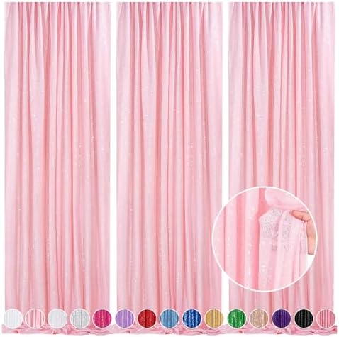 Pink Backdrop 6x8FT Sequin Backdrop Curtains for Wedding Birthday Party by QueenDream