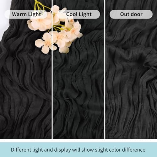 3 Pack Black Cheesecloth Table Runner 17x108 Inch Semi Sheer Boho Gauze Cheese Cloth Fabric Table Runners Table Decor for Wedding Party Baby Shower Birthday Home Decor Garden Farmhouse - Image 7