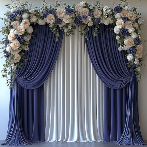 ESGOTBME 20x10ft Wrinkle Free Navy Blue Backdrop Curtain for Parties Soft Fabric Drapes Wedding Curtain Backdrop for Birthday Party Decorations Background for Photography 5x10ft, 4 Panels - Image 6