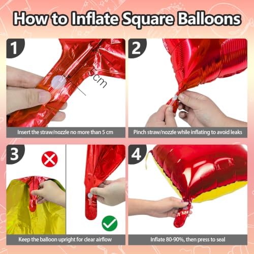 NISOCY 25PCS Red and Metallic Gold Square Foil Balloons Wall Backdrop - Image 3