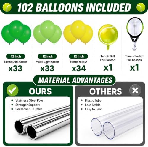 2 Sets Tennis Racket Balloon Column Stand Adjustable Sports Balloon Decor - Image 3