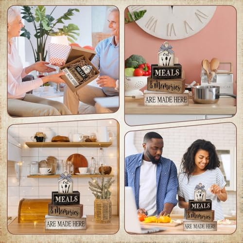 Moucuny 4 Pcs Farmhouse Kitchen Decor Wooden Plate Farmhouse Table Decor - Image 5