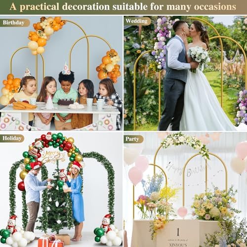 Metal Arch Backdrop Stand, Set of 3 (7.2/6.6/6ft) Wedding Arch Stand - Image 6