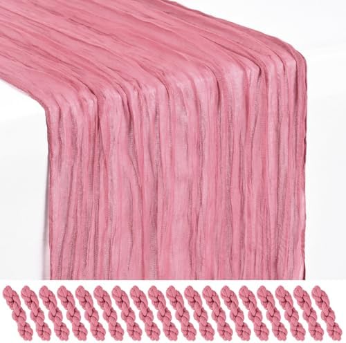 18 Pack Dusty Rose Cheesecloth Table Runner 17x108 Inches Boho Home Decor by Showgeous