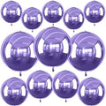 12PCS Purple Round Foil Balloons 22" 15" 10" Large Metallic Balloons by vibzox