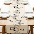 Vintage Music Sheets Dining Table Runner, Retro Musical Notes Staff by Croar