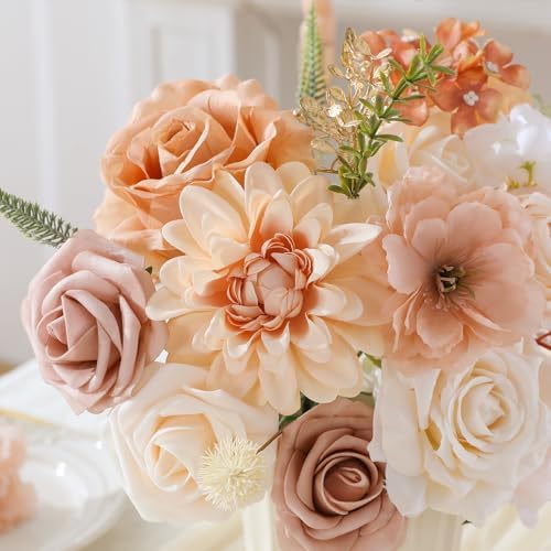 Floweroyal Artificial Flowers Fake Rose Flowers Dahlia with Stems for DIY Wedding Bridal Bouquets, Baby Shower, Floral Arrangement, Table Centerpieces, Home Decorations - Image 6