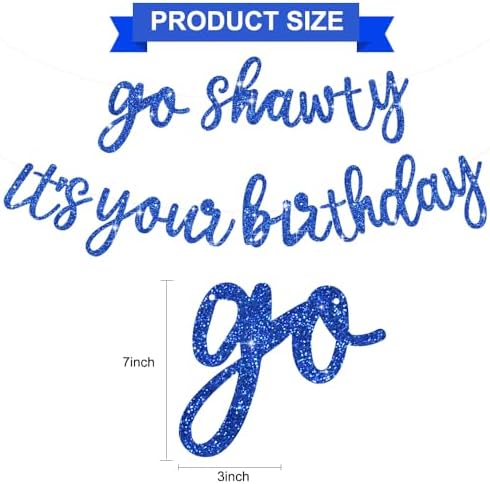 BEISHIDA Glitter Blue Pre-Strung Go Shawty It's Your Birthday Banner Decor - Image 3