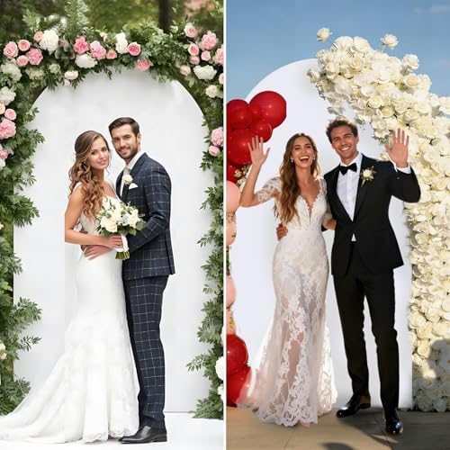 Metal Arch Backdrop Stand and Cover Set, 7.2FT Gold Wedding Backdrop Arch Frame Stand with Cover, Balloon Arch Stand with White Arch Cover for Party Birthday Baby Shower Graduation Decorations - Image 7