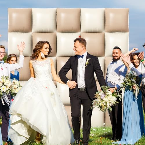 NISOCY 25PCS Coffee and Sand White Square Foil Balloons Wall Backdrop - Image 6