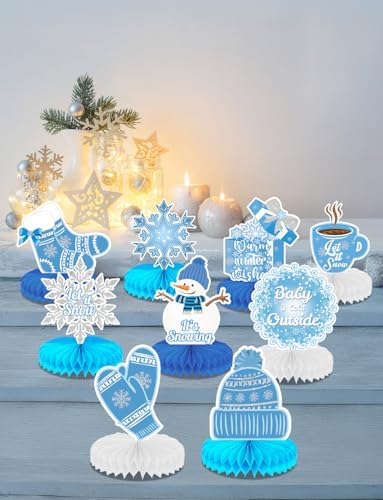 Winter Centerpieces for Table, 9Pcs Snowflake Table Decorations - Image 2