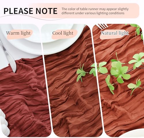 10 Pack Terracotta Cheesecloth Table Runner, 17x108 Inch Semi Sheer Boho Gauze Cheese Cloth Fabric Table Runners for Wedding Party Baby Shower Birthday Garden Farmhouse Table Decor - Image 6