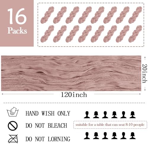 16 Pack Dusty Pink Cheesecloth Table Runner 20 x 120 inch Gauze Table Runners 10 FT Long,Semi Sheer Cheese Cloth Fabric Table Runner Bulk for Wedding,Party,Baby Shower,Bridal Shower Decoration - Image 2