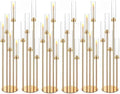 42.5in Gold Candle Holders for Table Centerpiece Candelabra Candlestick Holders Decor Wedding Centerpiece Table Decorations 5 arm Candle Holder Set of 6 Acrylic lampshade Fit 0.9" LED Candle by MEISHAONV