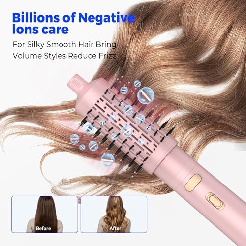 3 in 1 Rotating Hair Dryer Brush Spinning with Detachable Brush(2" & 1.5"),Negative Ionic Brush Blow Dryer 100-120V,3 Heats and 2 Speeds Rotating Hot Air Brush for Curling,Straight,Drying - Image 5