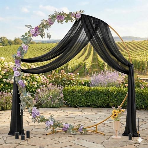 Pack of 1 Wedding Arch Drape Panel Fabric 30" x 30ft - Black - Image 3