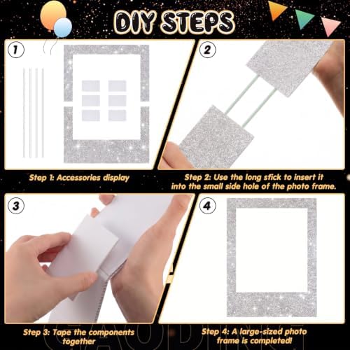 Beeveer 32 x 24 in Large Photo Booth Selfie Frame Props, Silver Vertical - Image 3