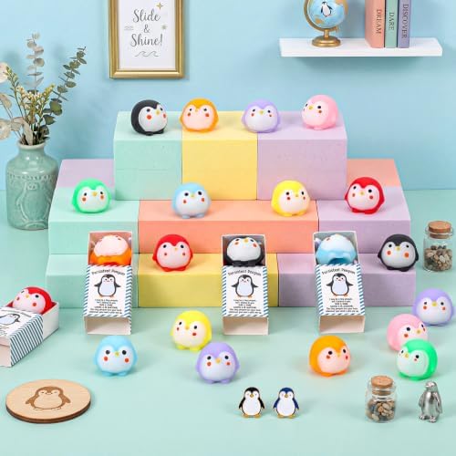 Wettarn 24 Sets Penguin Figurine with Gift Boxes, Office Desk Relief - Image 4