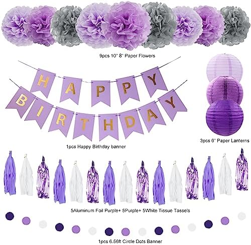 72Pcs Lavender Purple Birthday Party Decorations for Girls Women - Image 2