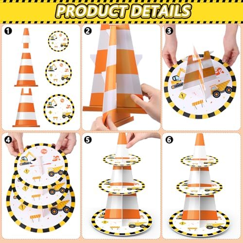 3 Tier Construction Cupcake Stand Truck Birthday Party Decoration - Image 3