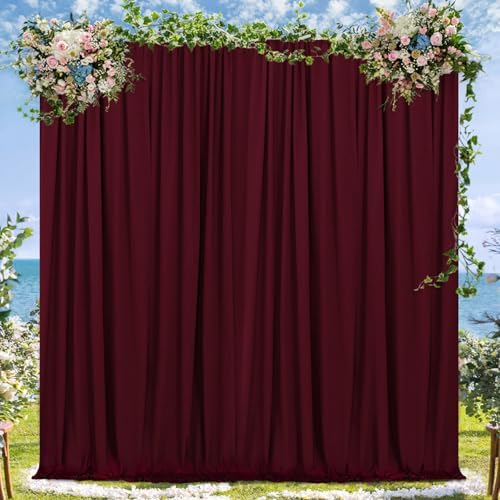 Burgundy Backdrop Curtains 20ftx10ft Christmas Polyester Photo Drapes by SoarDream