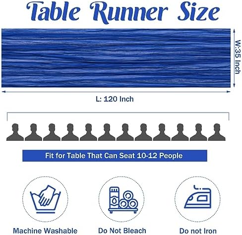 Royal Blue 10FT Cheesecloth Table Runner Boho Gauze Fabric Table Runner Rustic Sheer Runner for Wedding Bridal Baby Shower Birthday Party Boho Table Decor（1 Pack Royal Blue） - Image 4