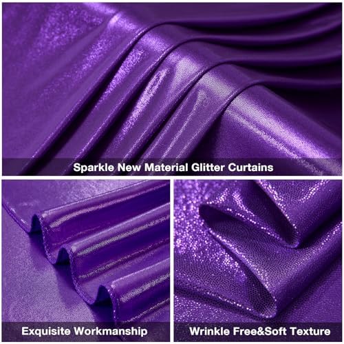 20x10FT Purple Sequin Backdrop Curtain for Party - 4 Panels 5x10FT Wrinkle-Free Shimmer Drapes for Birthday, Wedding, Christmas, Decorations & Photography - Image 6
