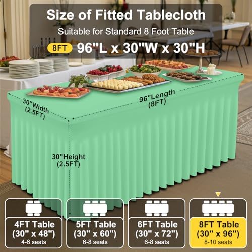 Smiry 2 Pack Spandex Elastic Fitted Table Cloth Skirt for 8FT Table - Image 4