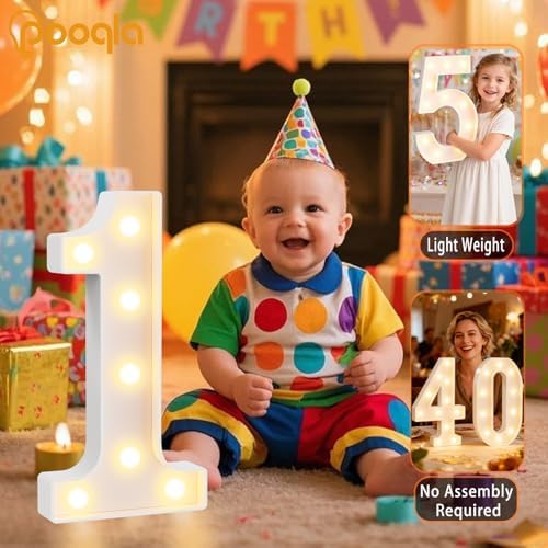 Pooqla 10th Birthday Decorations for Girls Boys, Large 12.6 in Tall Light Up Numbers for 10th Party Decorations Table Decor, Big Marquee Numbers 10th Birthday Gift for Girls Wedding Anniversary Decor - Image 3