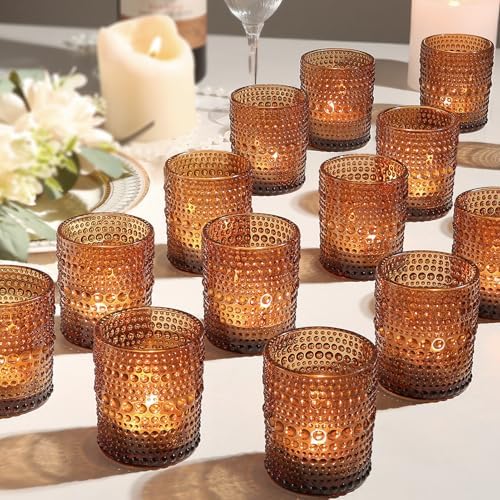 48 Pack Votive Candle Holders, Amber Candles Holders for Christmas by TRIRITE
