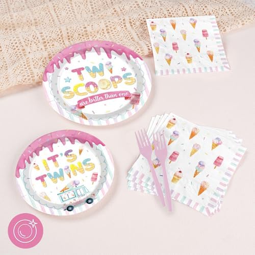 96Pcs Twins Baby Shower Party Decorations for Twins Girls Boys, Serves 24 - Image 3