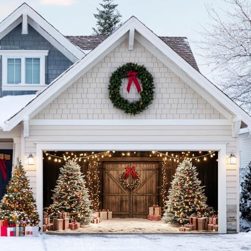 HOMETITUTE Christmas Wooden Garage Door Cover Banner 13x6ft Polyester - Image 5