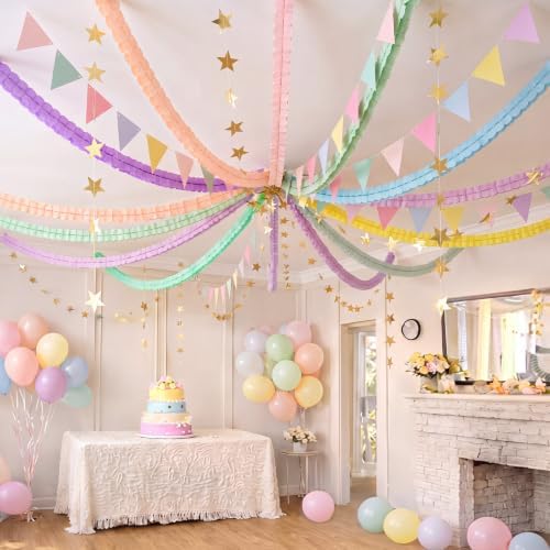 Frienda 15 Pcs Pastel Paper Chains Strips Set, Pastel Party Decorations - Image 3