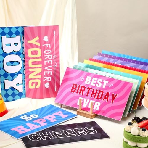 Beeveer 24 Designs Birthday Photo Booth Props Double Sided PVC Selfie Signs - Image 2