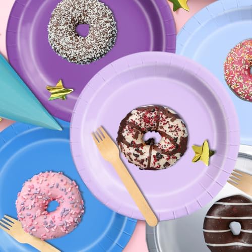 CMUSKO Winter Wonderland Decorations - 60Pcs Blue Purple Snowflake Plates & Napkins Set Winter Wonderland Tableware for Birthday Christmas New Year - Image 2