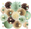 Sage Green and Brown Party Decorations Baby Shower Decorations Sage Green Beige Brown Tissue Paper Pom Poms Lanterns for Sage Green and Brown Birthday Bridal Shower Wedding Room Decor by FETETIJD