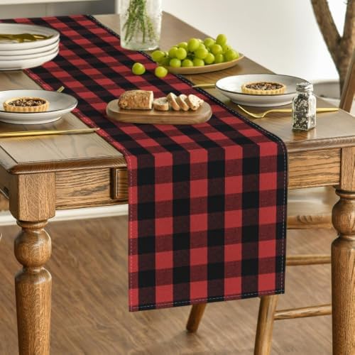 Artoid Mode Red and Black Buffalo Check Summer Table Runner 13x36 Inch - Image 3