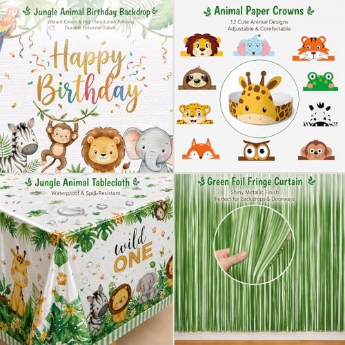 150Pcs Safari Birthday Decorations for Boys, Wild One Party Kit - Image 4