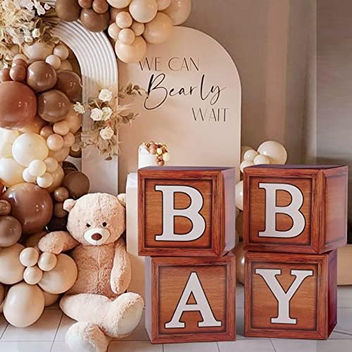 Voircoloria Baby Balloon Boxes with Letters, Wood, 4 Pack by Voircoloria